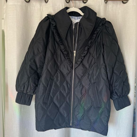 Ganni Ripstop Quilt Jacket in Black -36 - Picture 6 of 7
